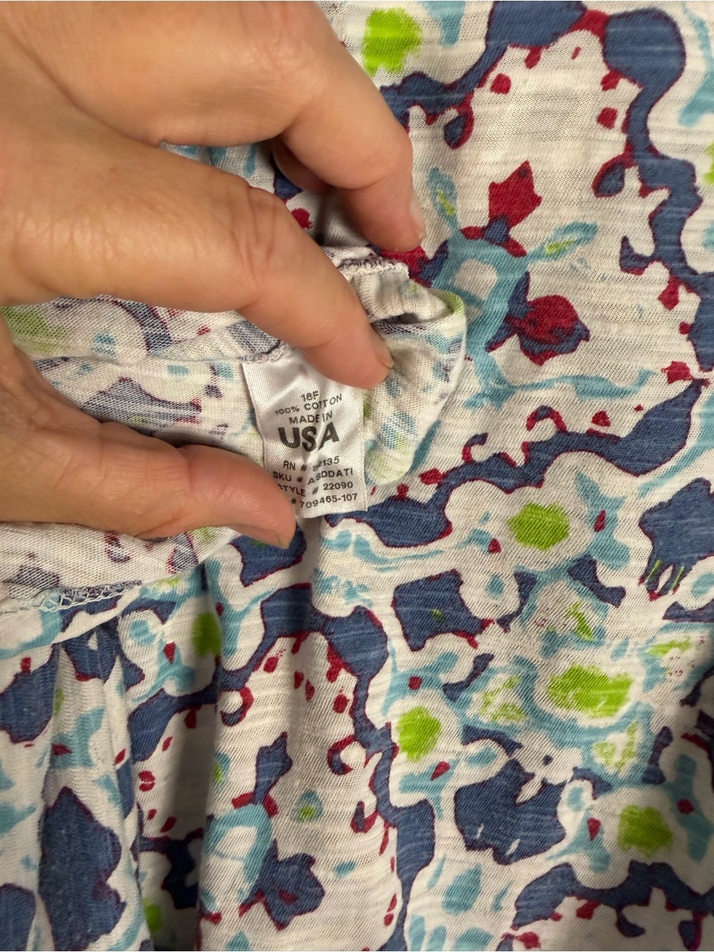 fresh produce Pink Script Label Floral Top - Blue, Green & Pink - Picture 6 of 7